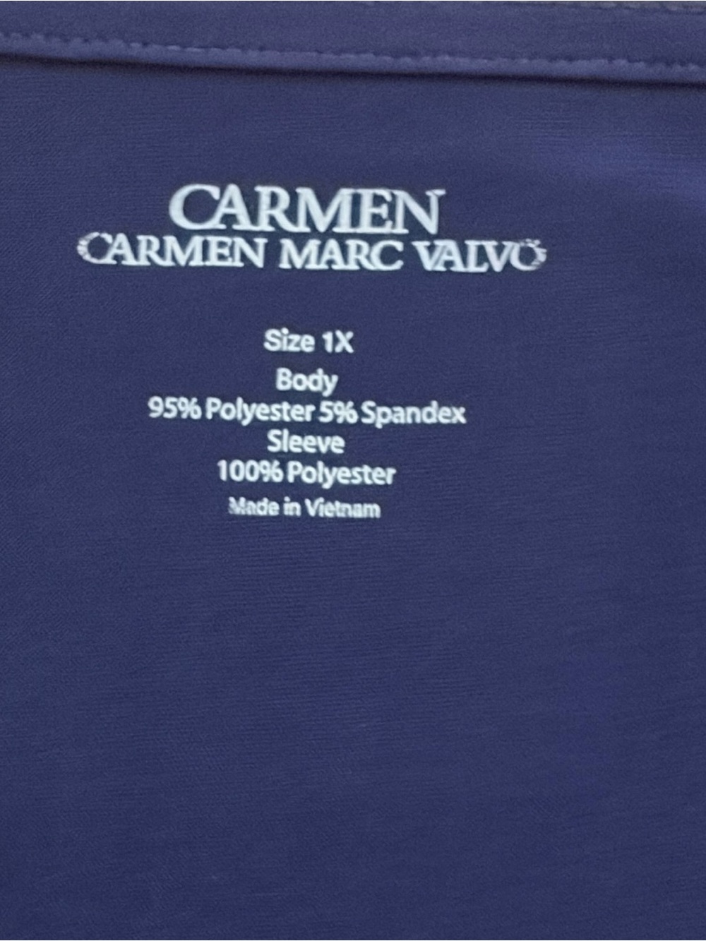 Women’s PLUS Carmen Royal Blue Embellished V-Neck Ruched Sheer Sleeve Blouse- 1X - Picture 13 of 13